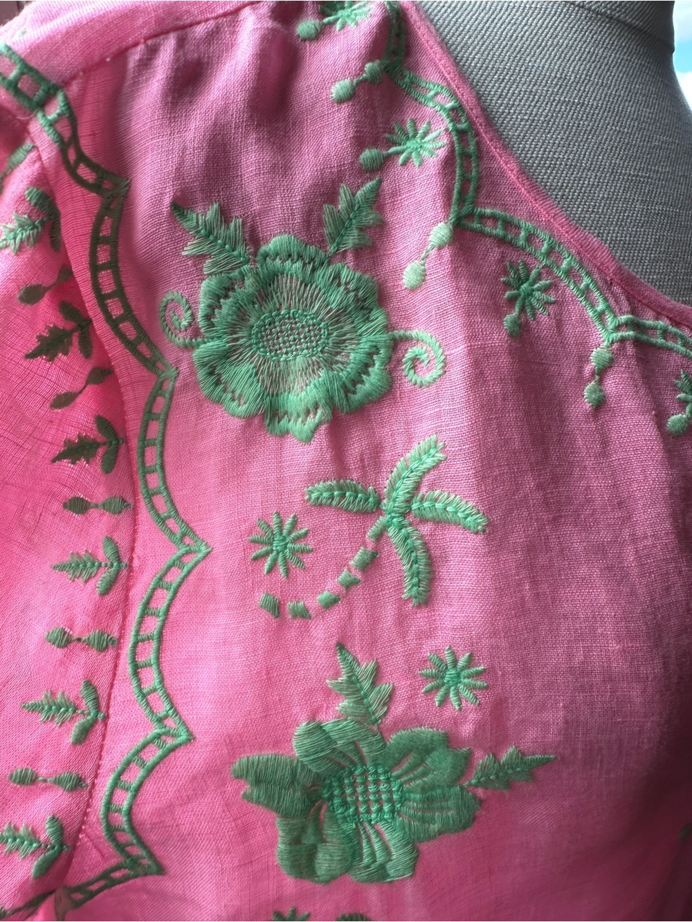 Lilly Pulitzer Coby Linen Top, Pink & Green, Size Large - Picture 3 of 7